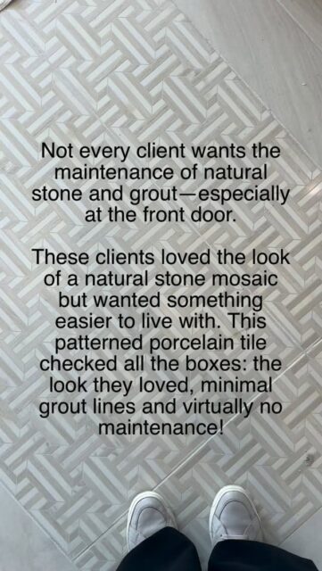 When the maintenance of natural stone feels overwhelming, there are many porcelain options that give the same look. This beautiful, large format tile from Cercan checks all of the boxes. 

Porcelain to the rescue!!!🛟 

#mcnicolinteriordesigns #floortile #mosaic #pattern #interiordesign